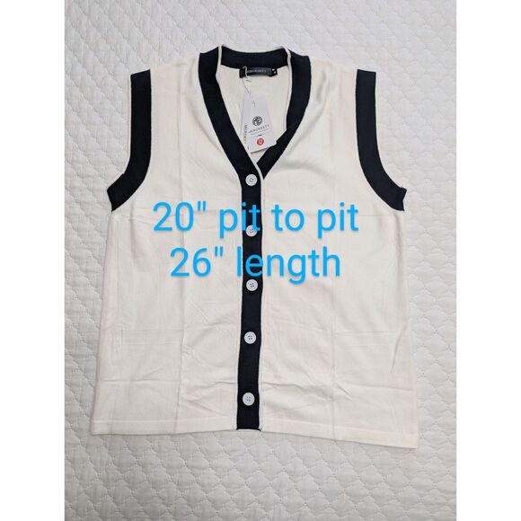 🧥 Merokeety Black & White Fuzzy Button-Up Vest – Size M – NWT - Picture 11 of 11